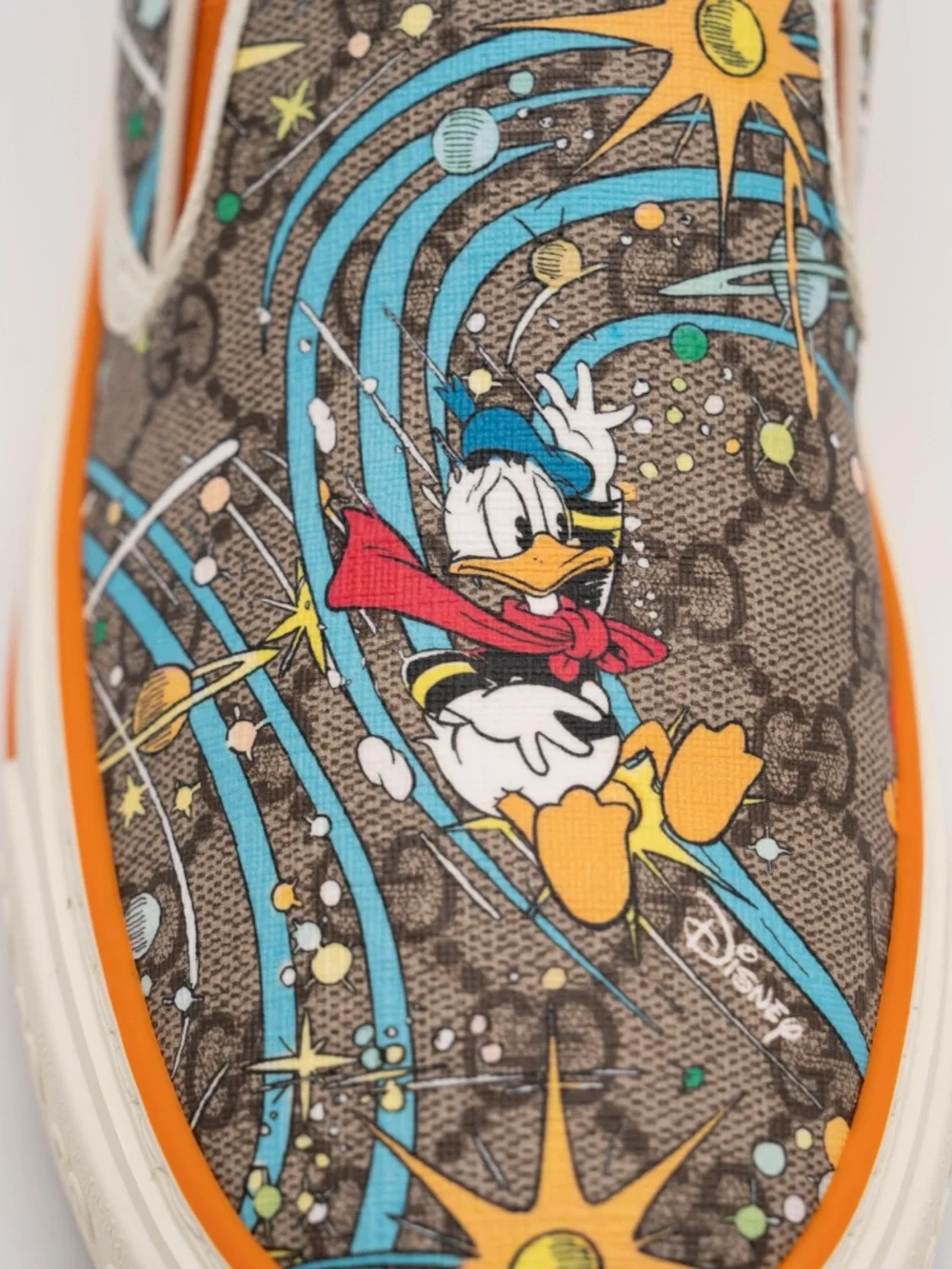 Gucci Disney Men's Slip On Donald Duck Space Print Leather Sneakers 7G 7.5 US